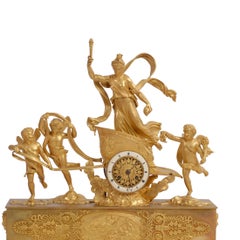 Fire-gilded French Empire bronze clock, ca. 1800, “Chariot of Aurora”; Deniere