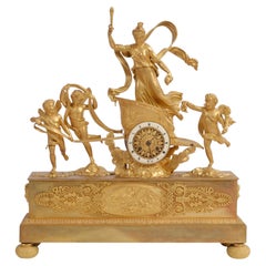 Fire-gilded French Empire bronze clock, ca. 1800, “Chariot of Aurora”; Deniere