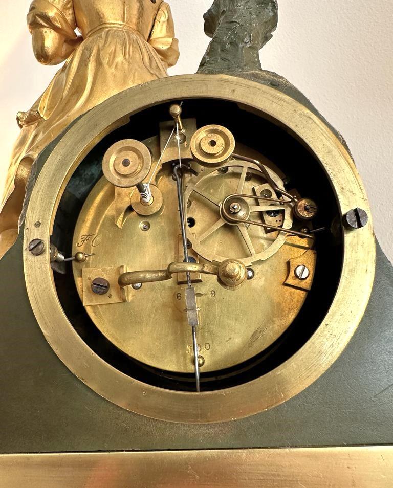 Fire-Gilt Bronze Figural Mantel Clock For Sale 5