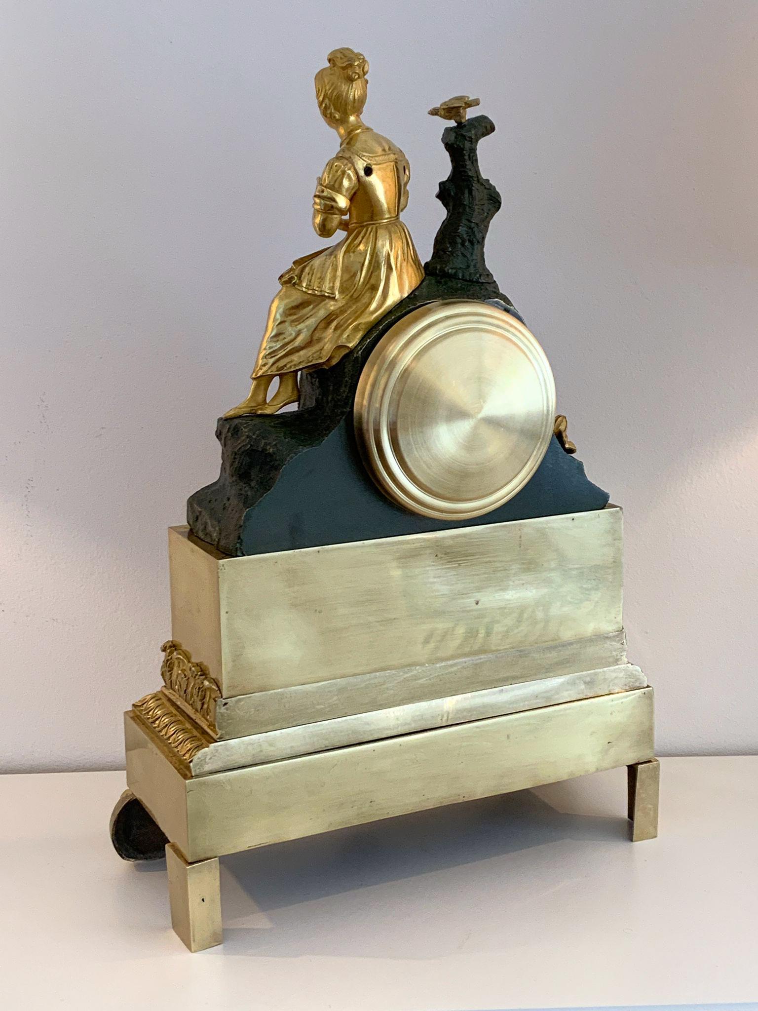 Fire-Gilt Bronze Figural Mantel Clock For Sale 3
