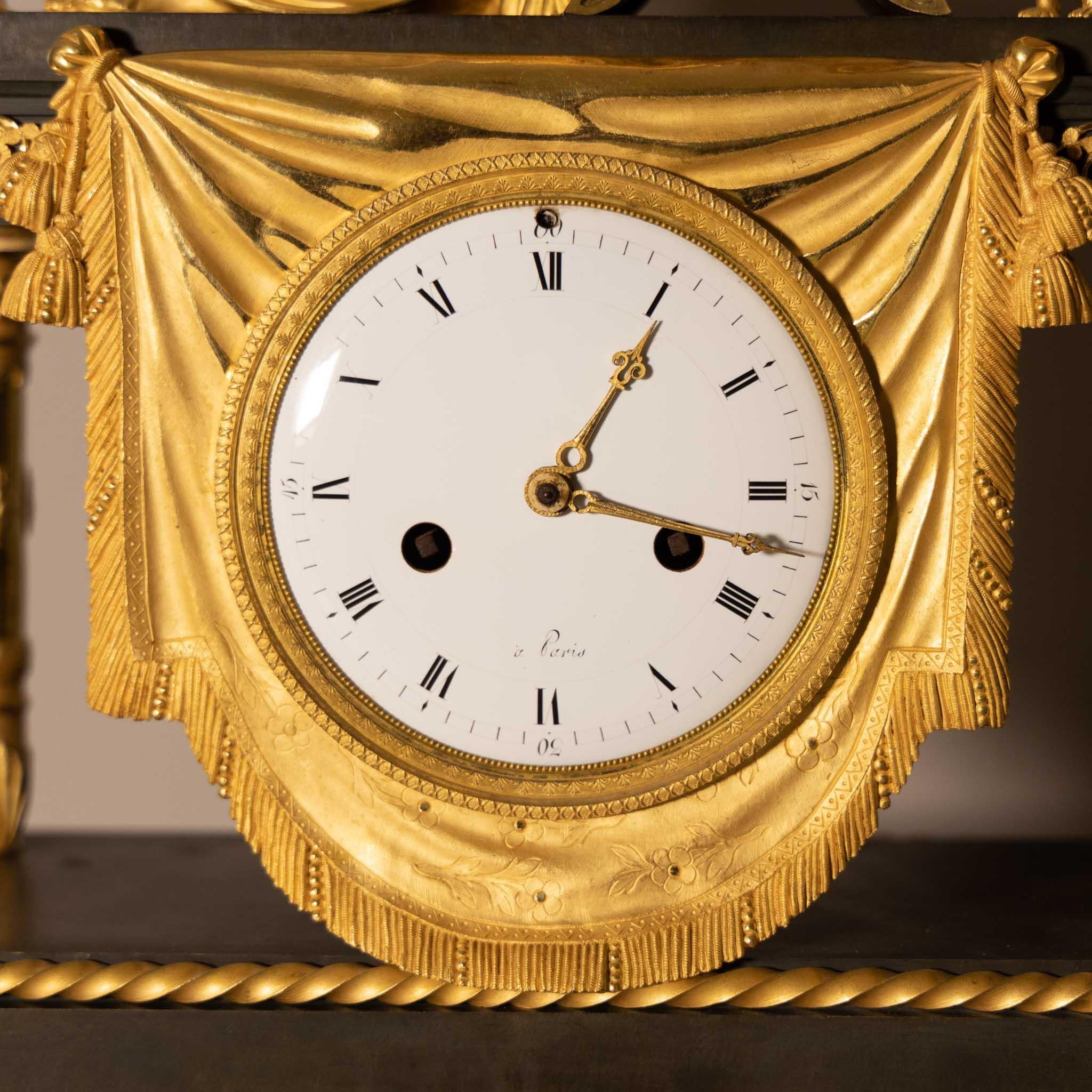 Fire-Gilt Mantel Clock, France / Paris, circa 1830 For Sale 3