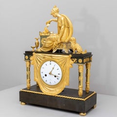 Orologio da caminetto dorato a fuoco, Francia / Parigi, 1830 circa