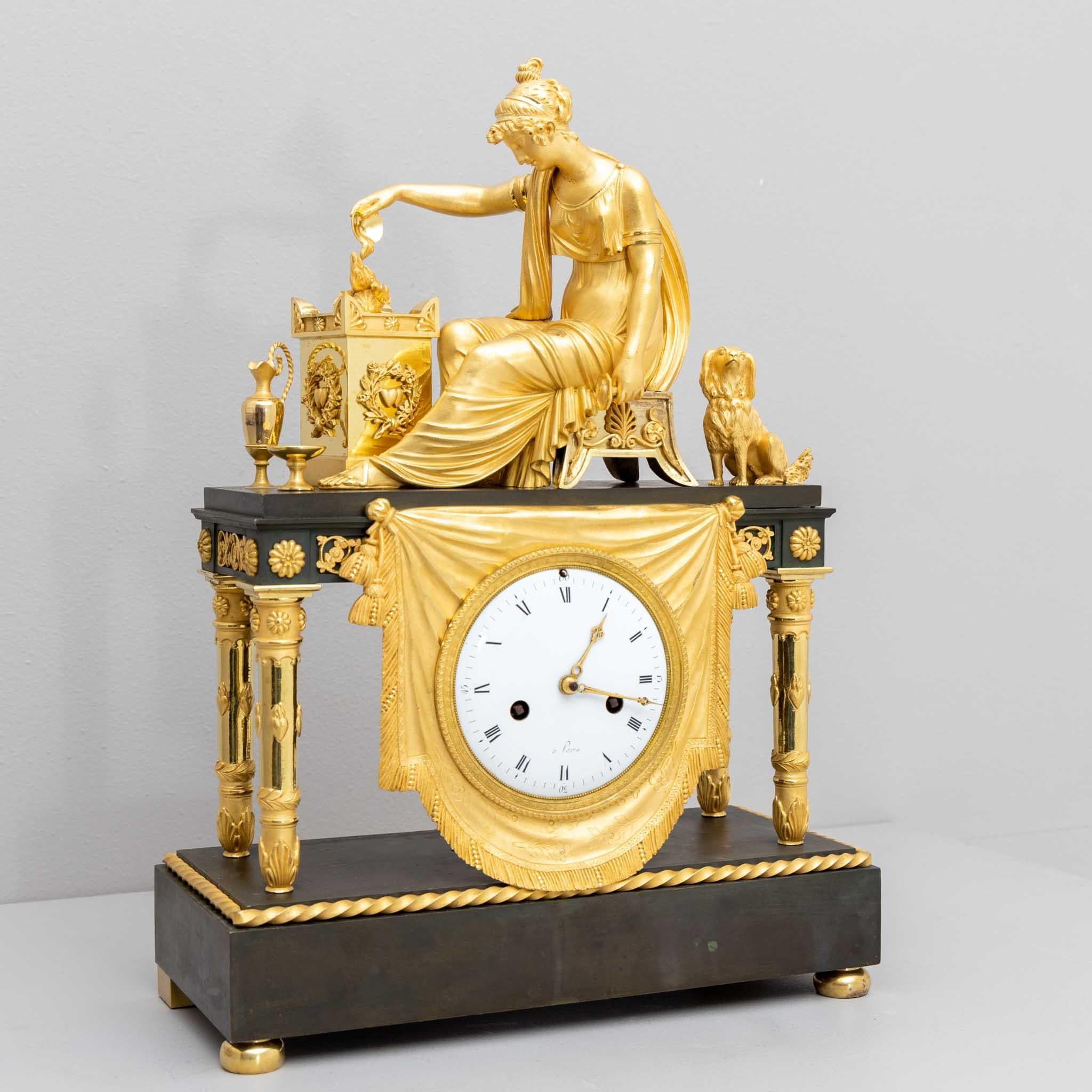 Charles X Fire-Gilt Mantel Clock, France / Paris, circa 1830 For Sale