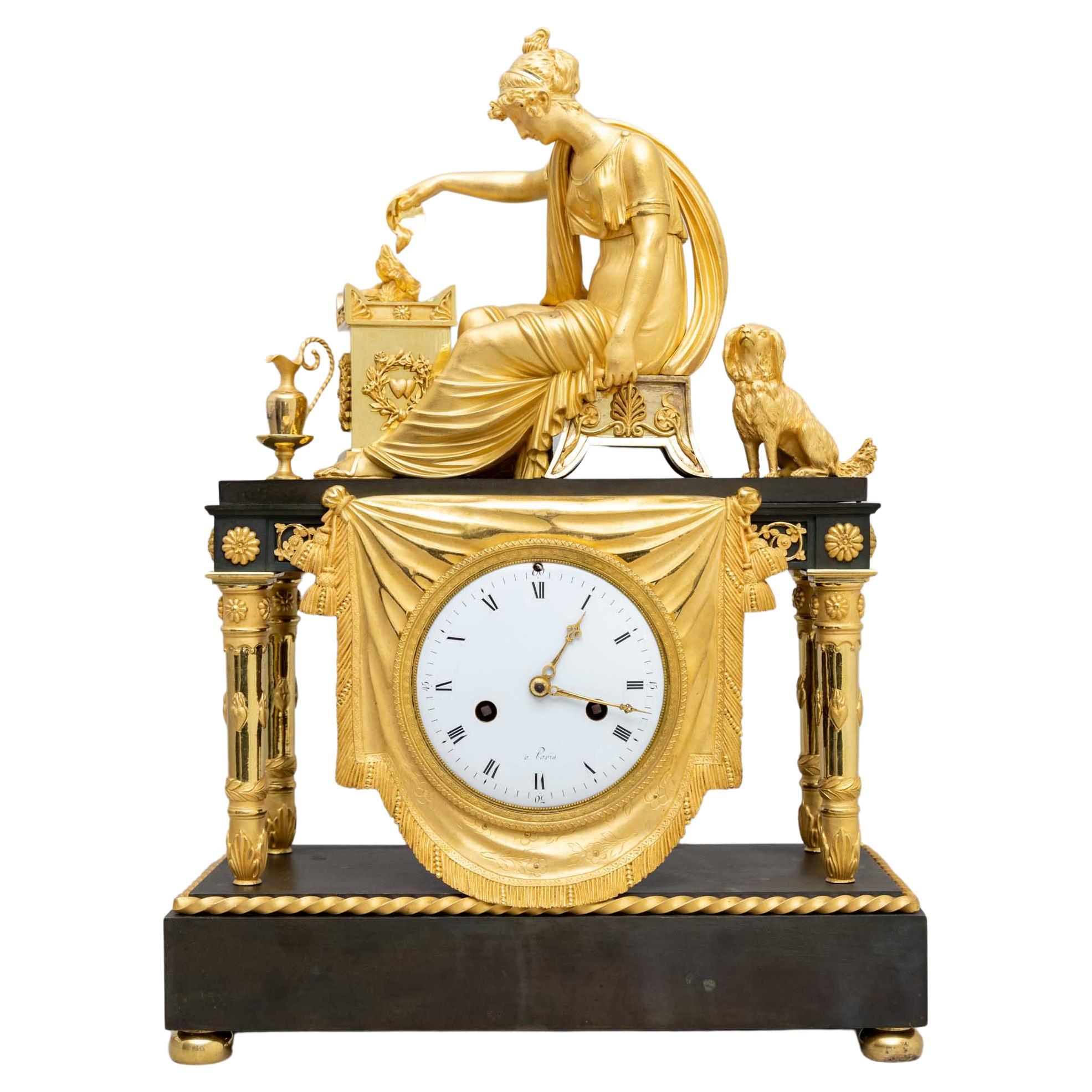 Fire-Gilt Mantel Clock, France / Paris, circa 1830 For Sale