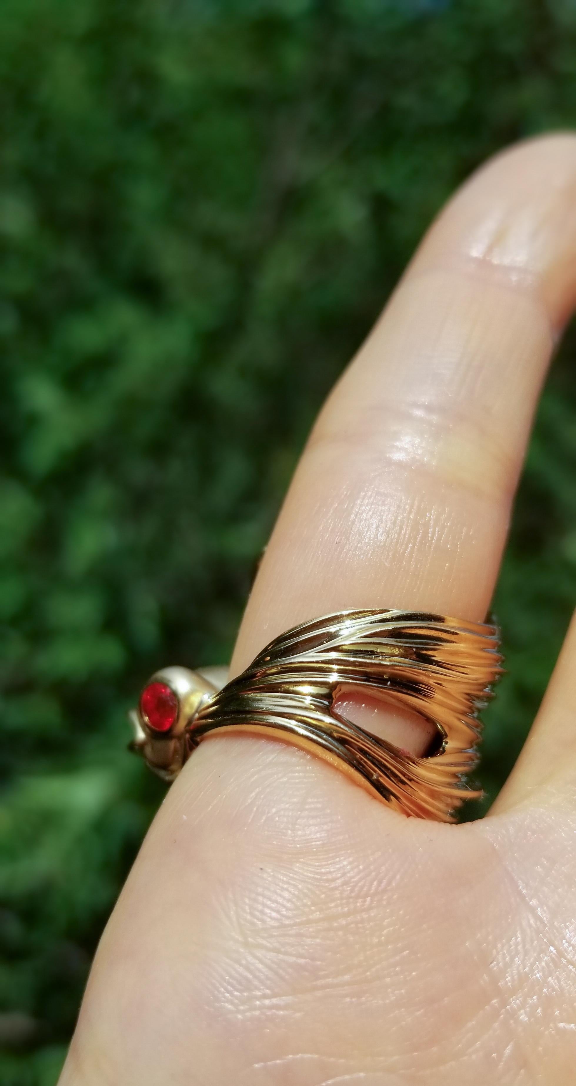 Contemporary Fire Goldfish Ring For Sale