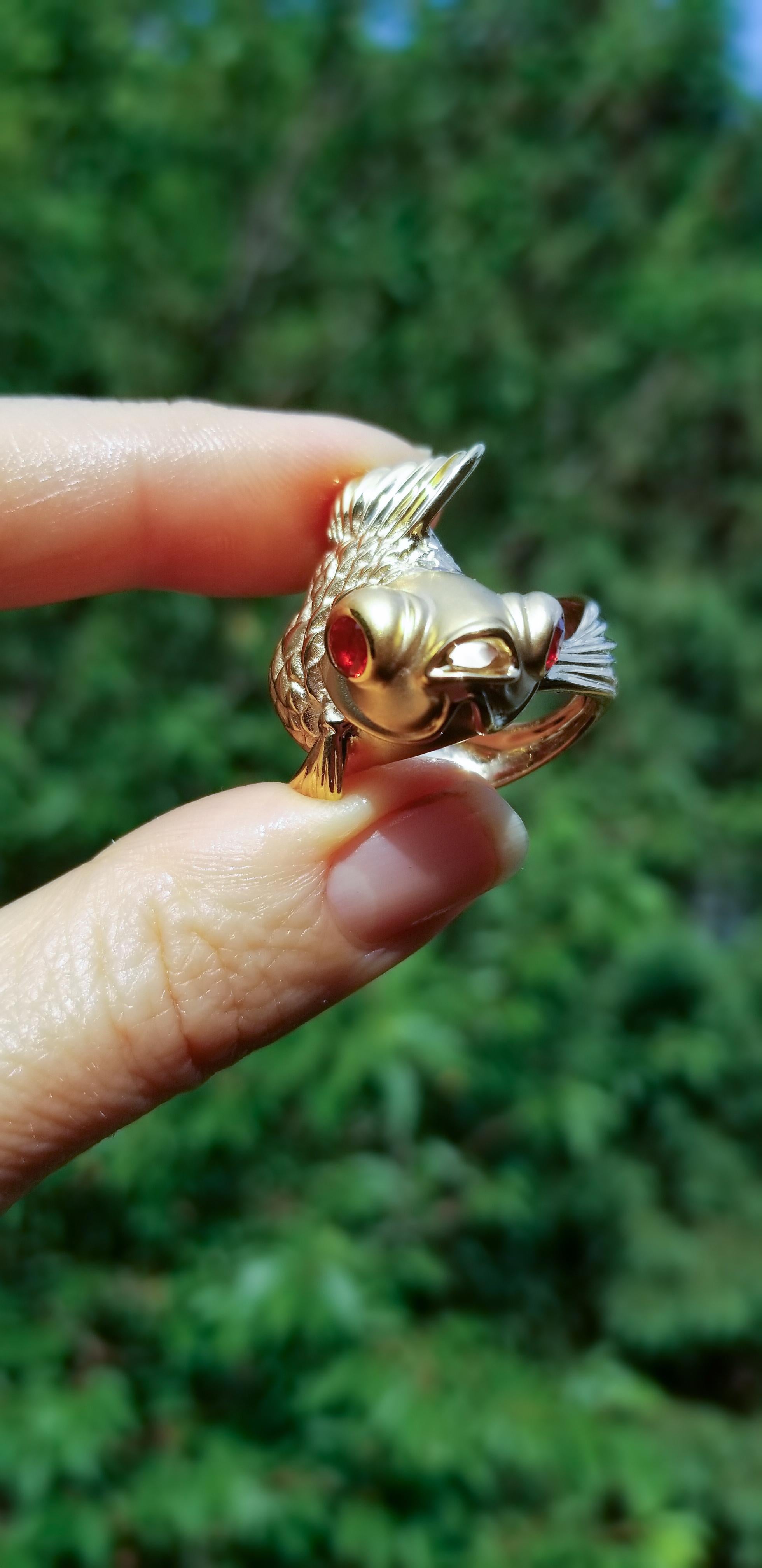 Round Cut Fire Goldfish Ring For Sale