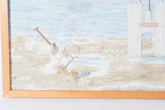Fire Island Sand Castle Collage, Signed, Framed, Contemporary Art