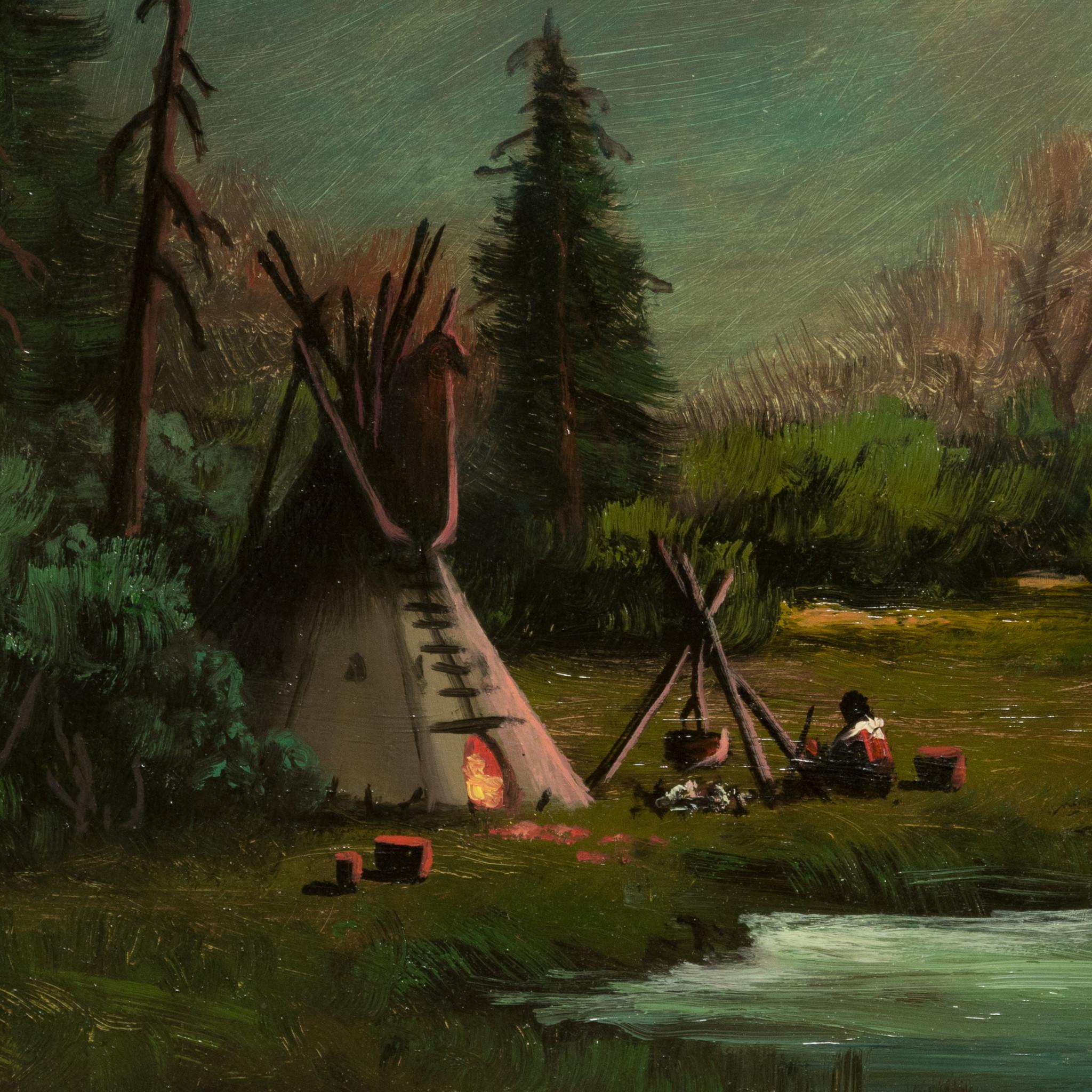 Hand-Painted Fire Light Original Oil Painting by Heinie Hartwig For Sale