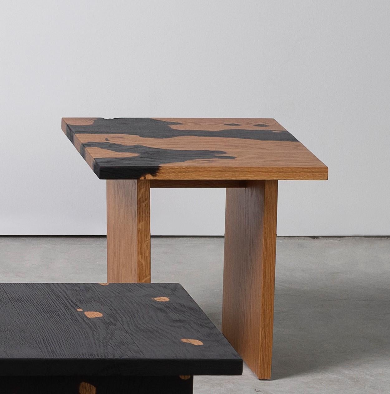 Post-Modern Fire Oak Side Table III by Daniel Elkayam For Sale