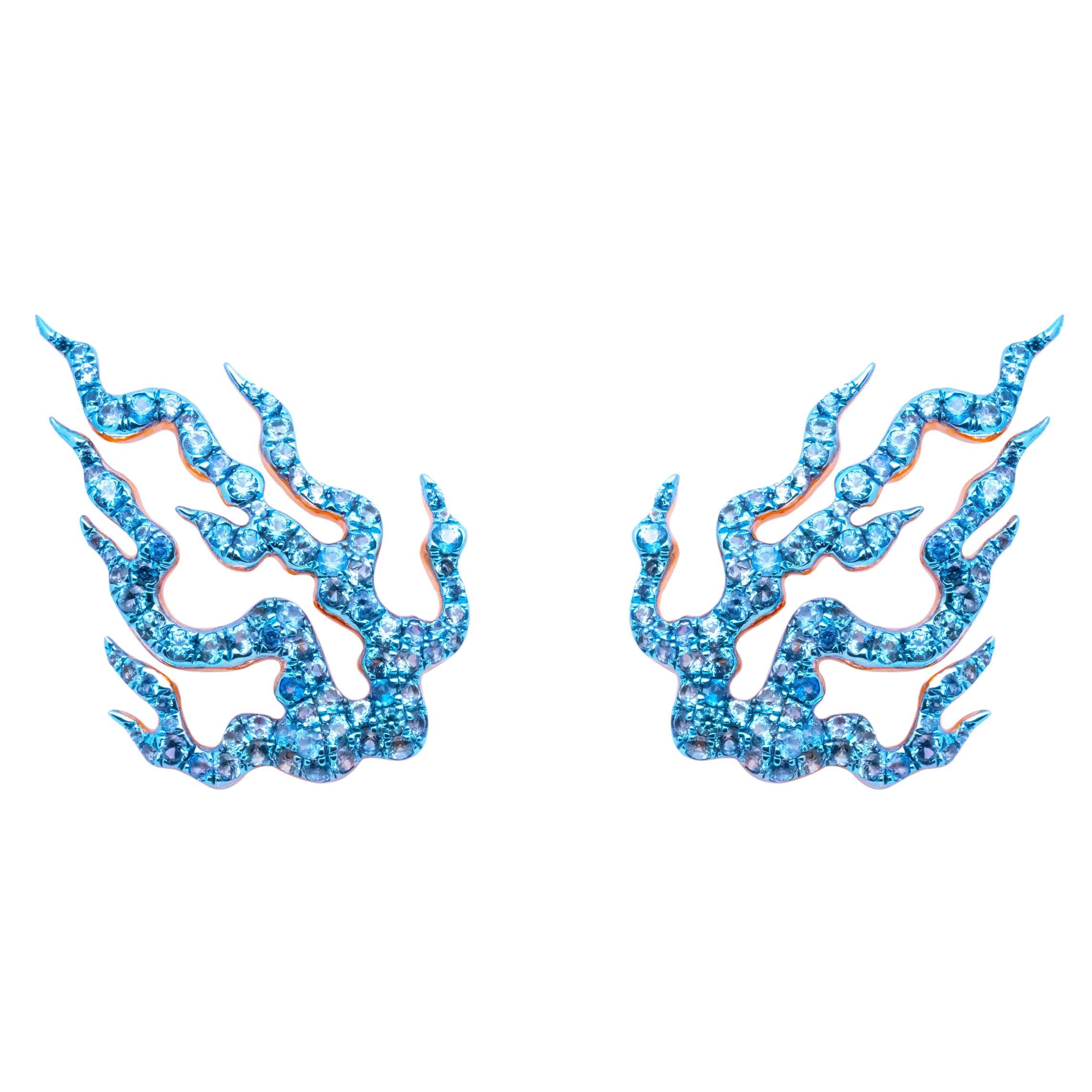 Fire of Agni Blue Sapphire Earrings, 18K Gold, Austy Lee