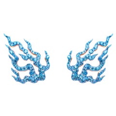 Feuer des Agni-Blauen Saphir-Ohrringe, 18 Karat Gold, Austy Lee