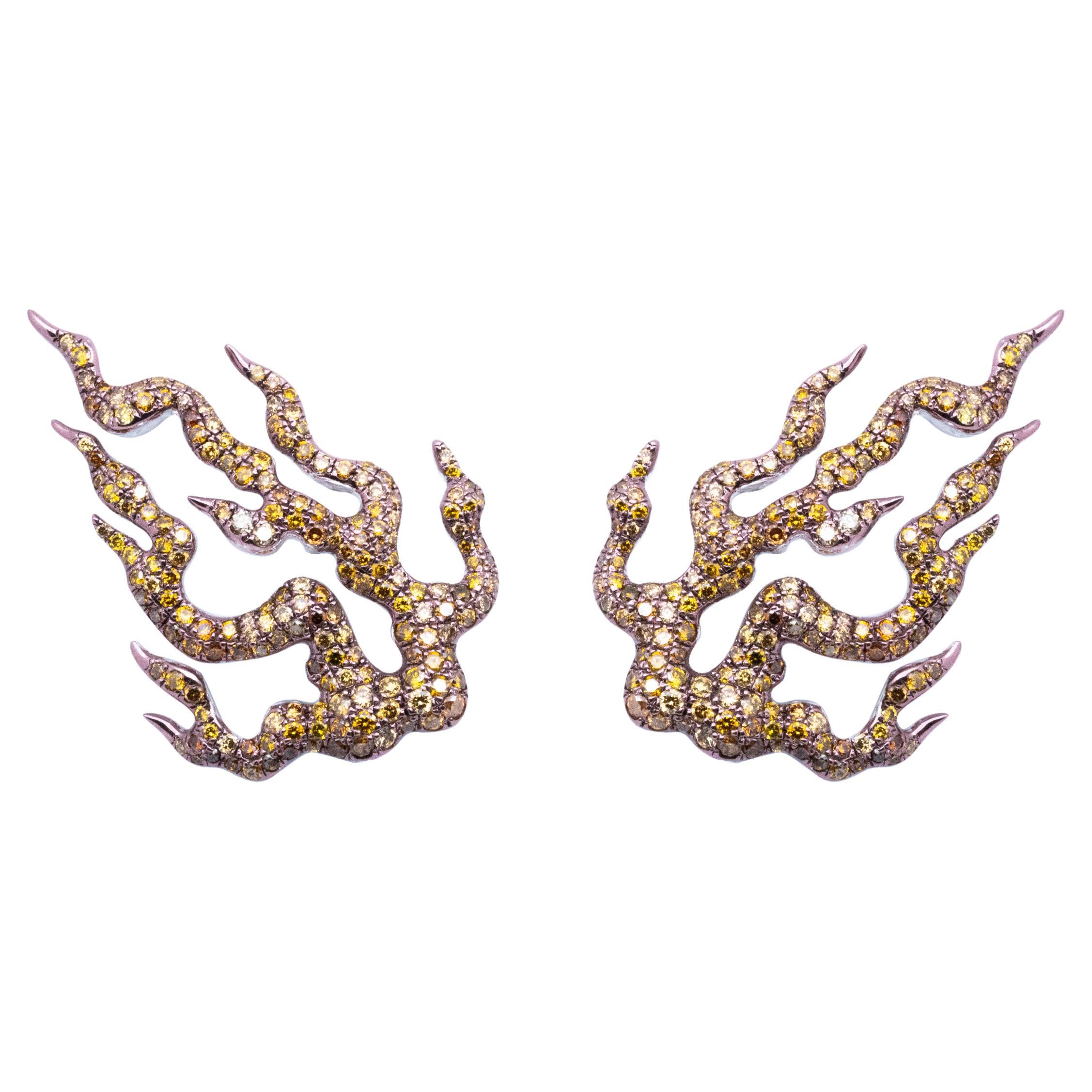 Fire of Agni Color Diamond Earrings, 18K Gold, Austy Lee