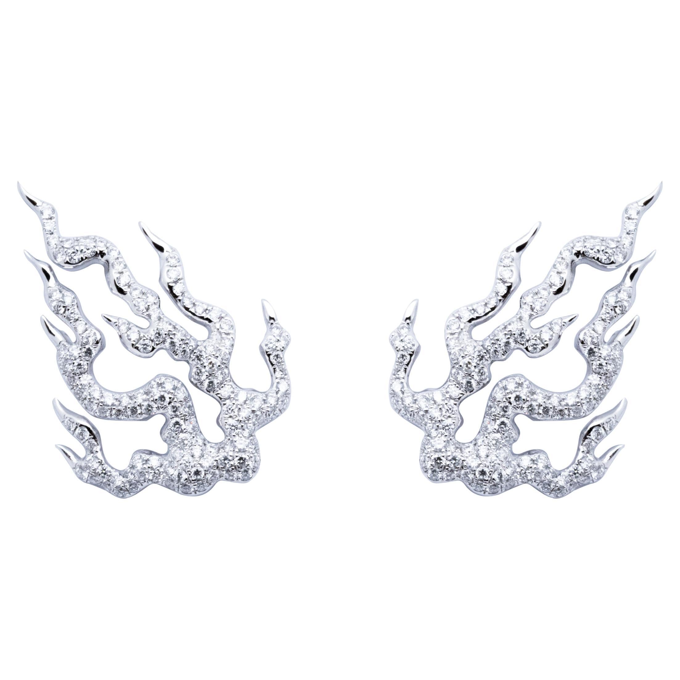Fire of Agni Diamond Earrings, 18K Gold, Austy Lee