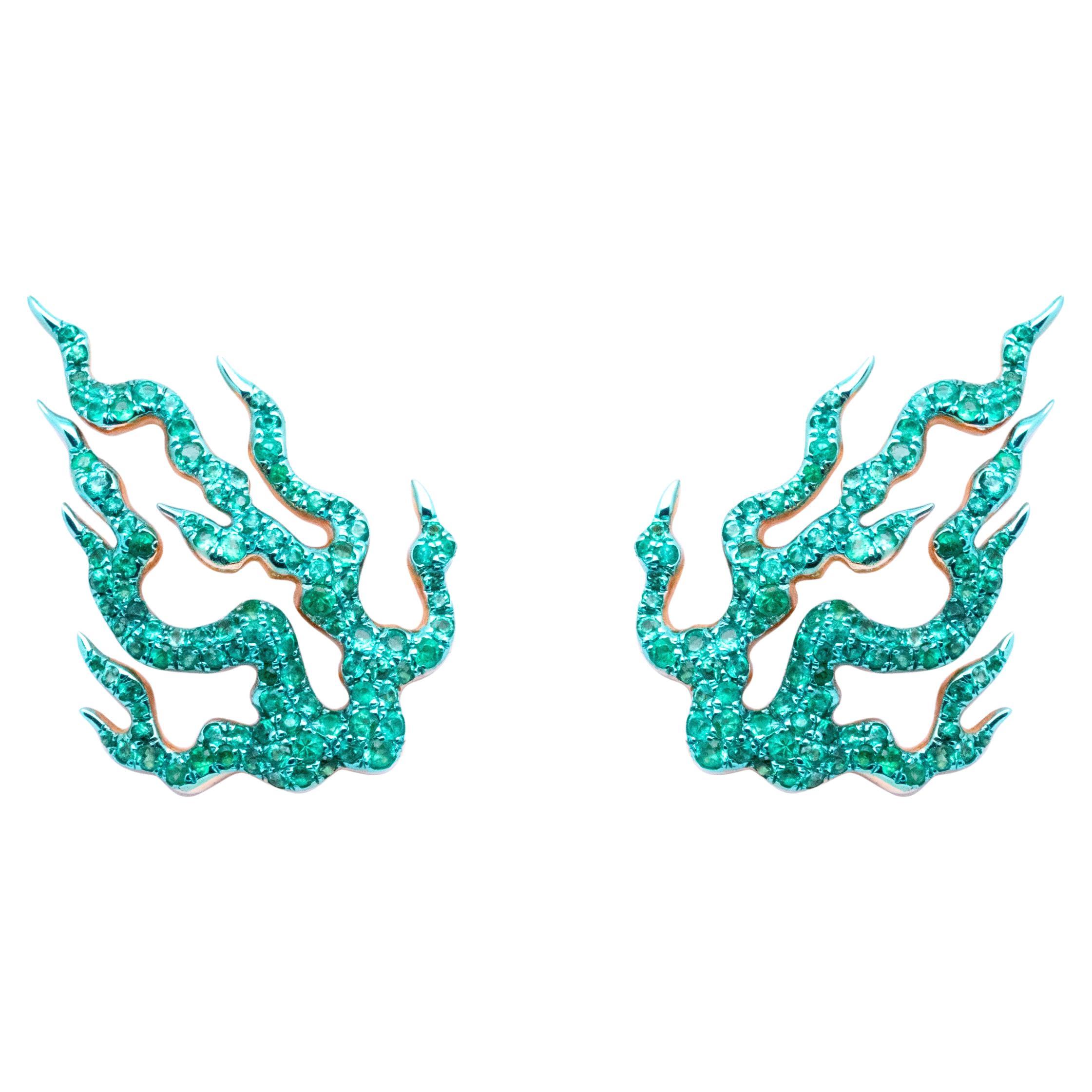 Fire of Agni Emerald Earrings, 18K Gold, Austy Lee
