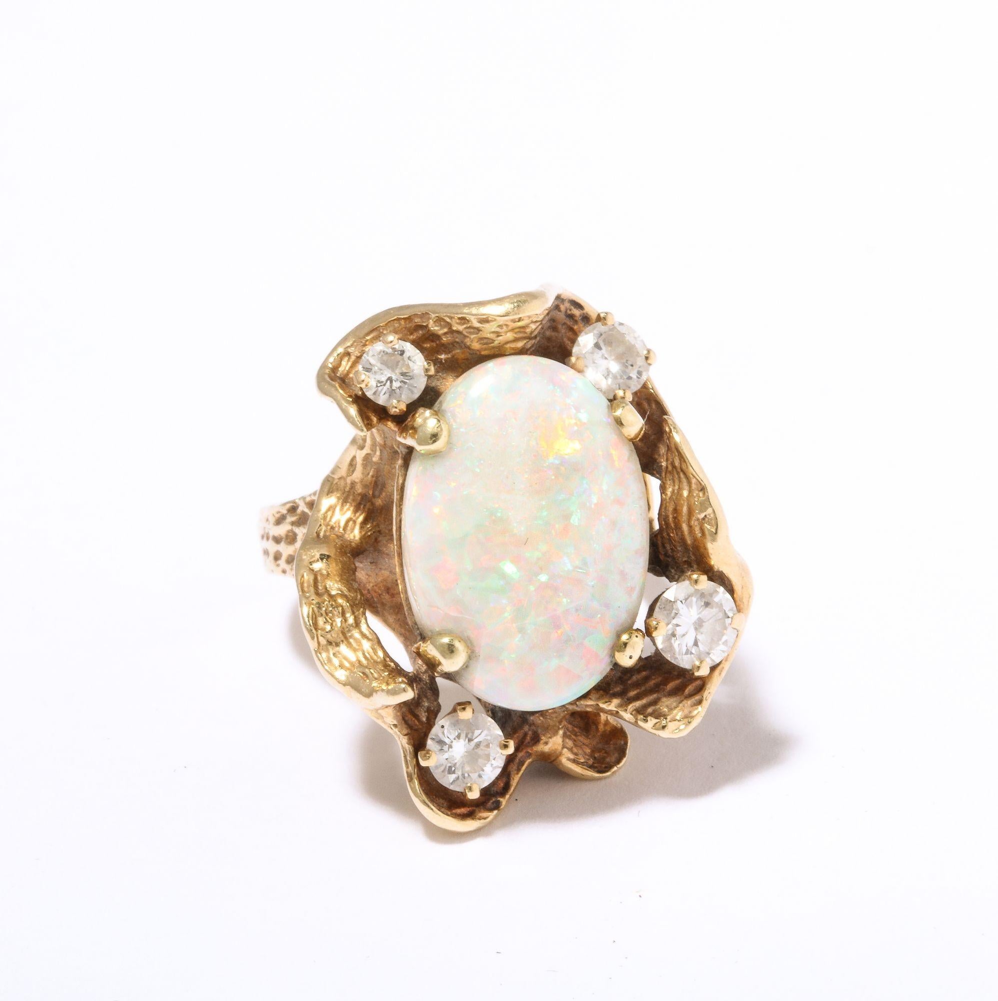 Modernist / Brutalist Opal and Diamond Ring  For Sale 4