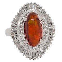 Fire Opal and Diamond Cocktail Ring in Platinum