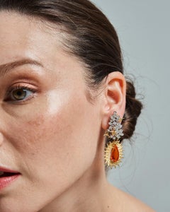 Feueropal und Diamant-Ohrringe Gelb- und Weißgold 9,30 Karat Feueropal 4,69 Karat