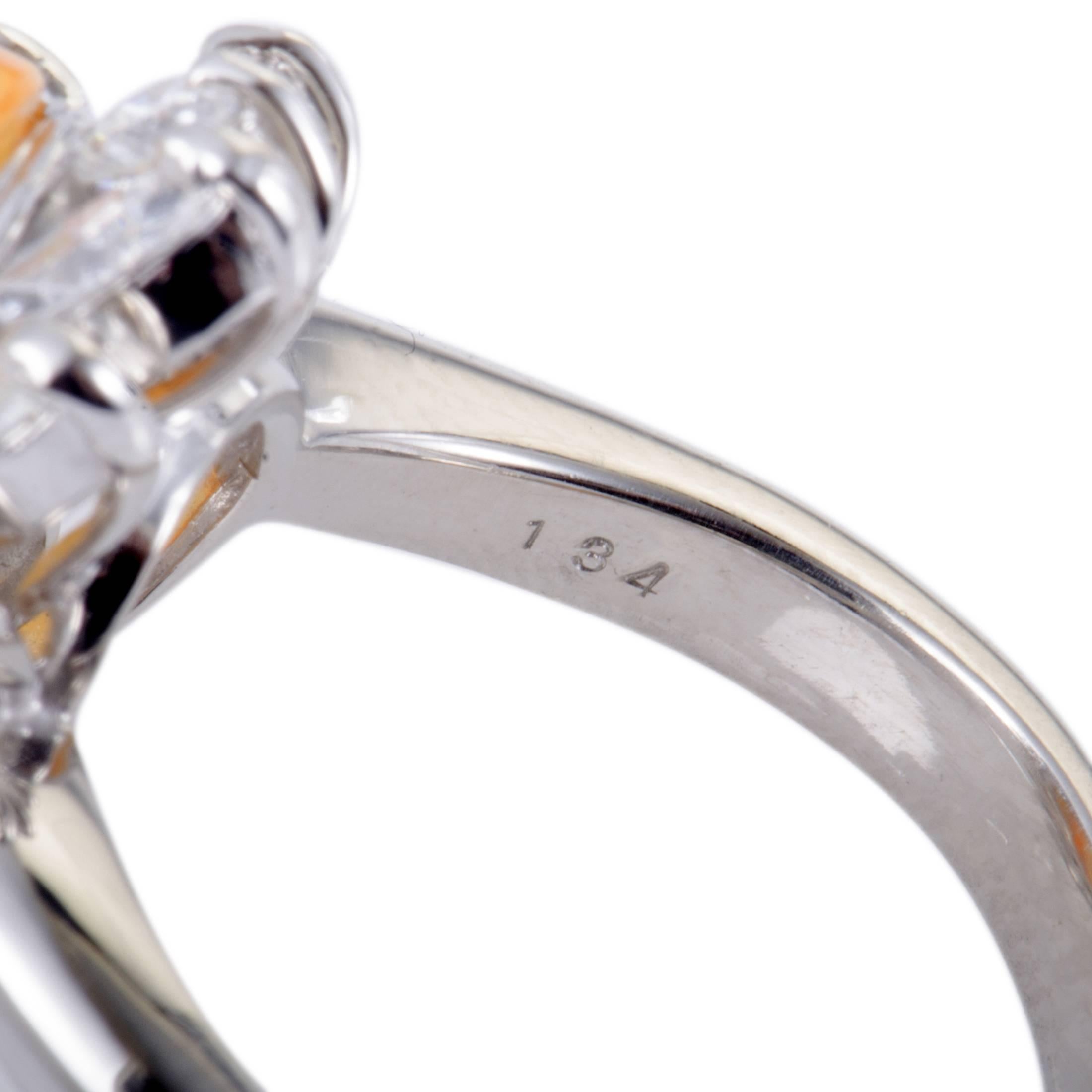 Women's Fire Opal and Diamond Platinum Cocktail Ring