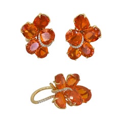 Spectra Fine Jewelry, Fire Opal Diamond Earrings & Ring Set