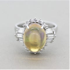 Fire Opal Diamond Platinum “Disco Ball” Ring