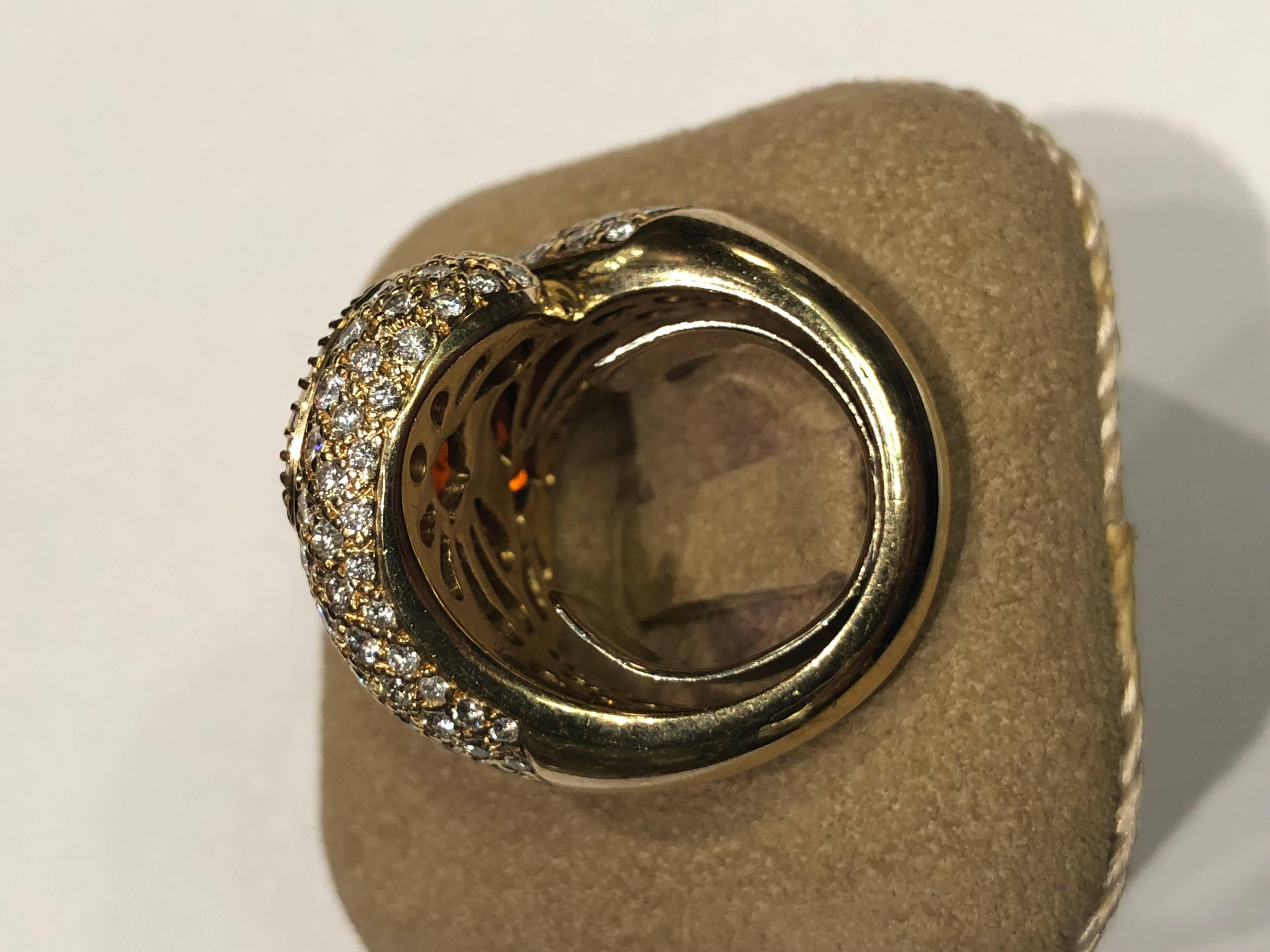 Brilliant Cut Fire Opal Diamond Ring For Sale