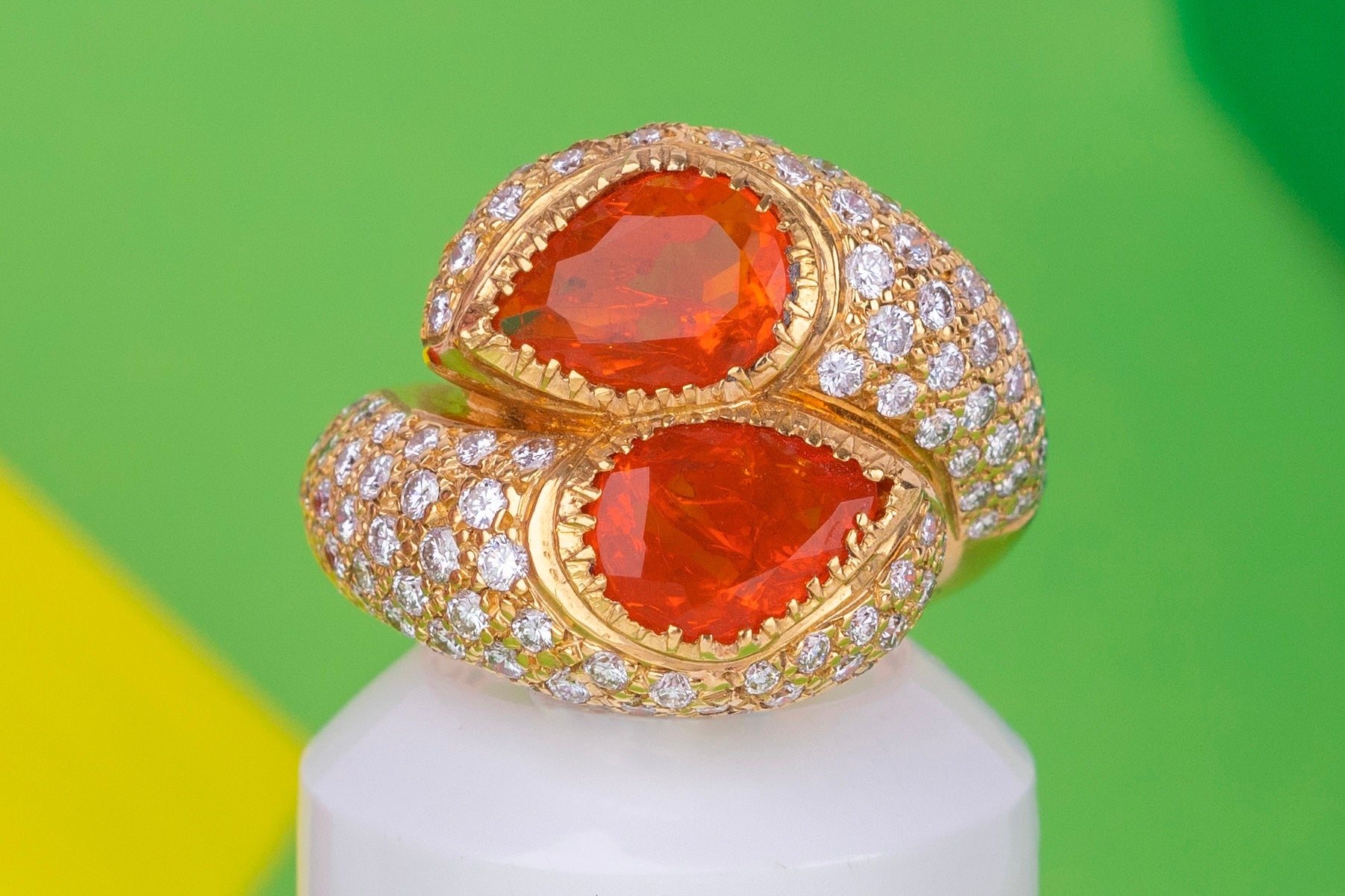 Fire Opal Diamond Ring