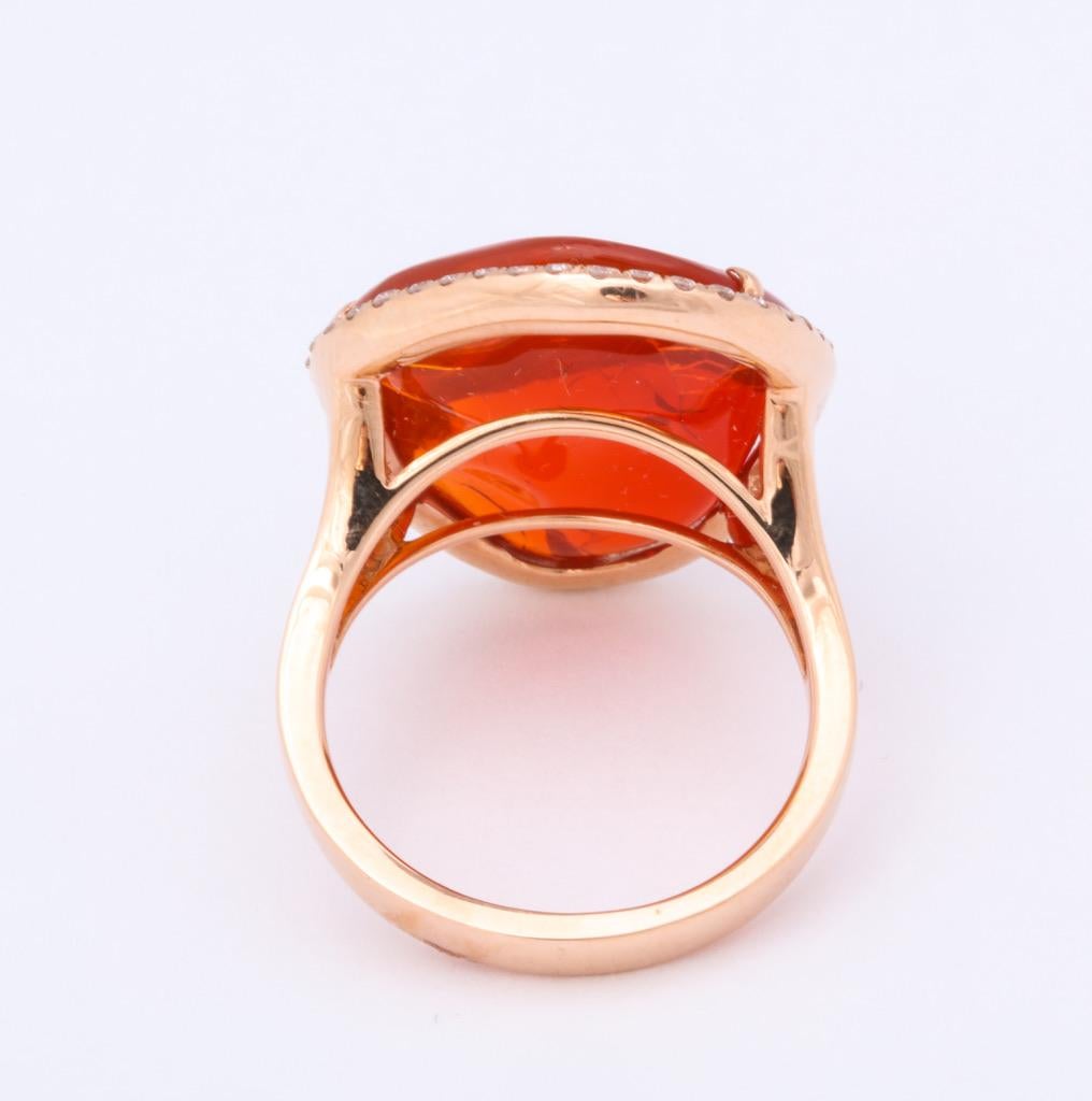 Fire Opal Gold Diamond Ring 2