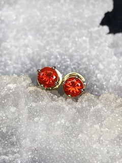 Fire Opal Gold Stud Earrings stud Orange Mexican Opal