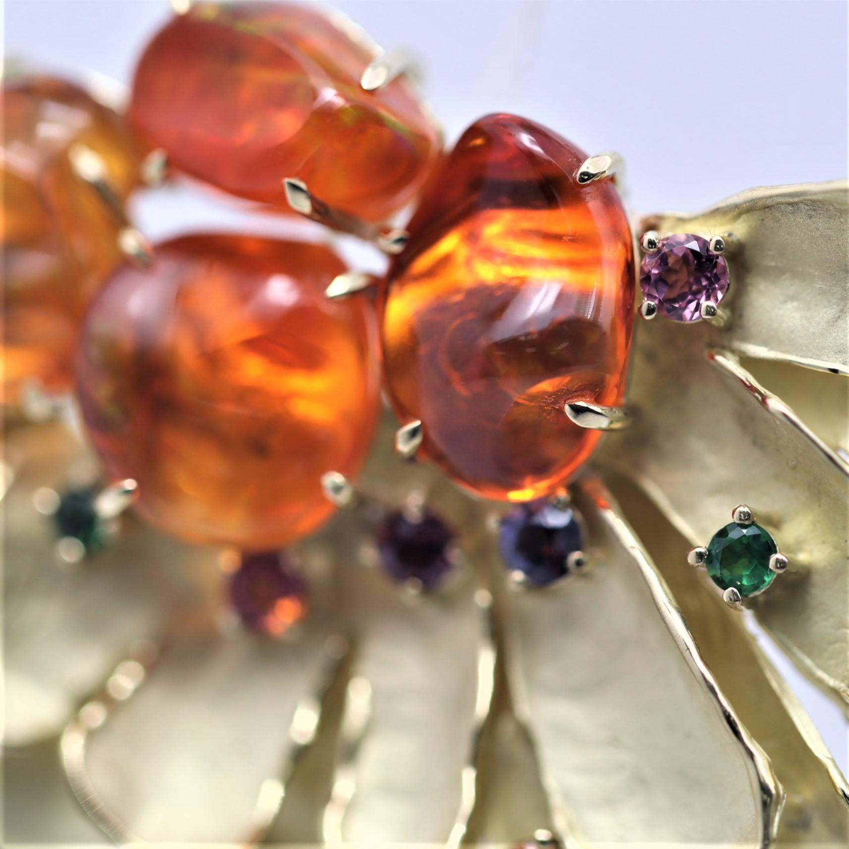 fire opal brooches