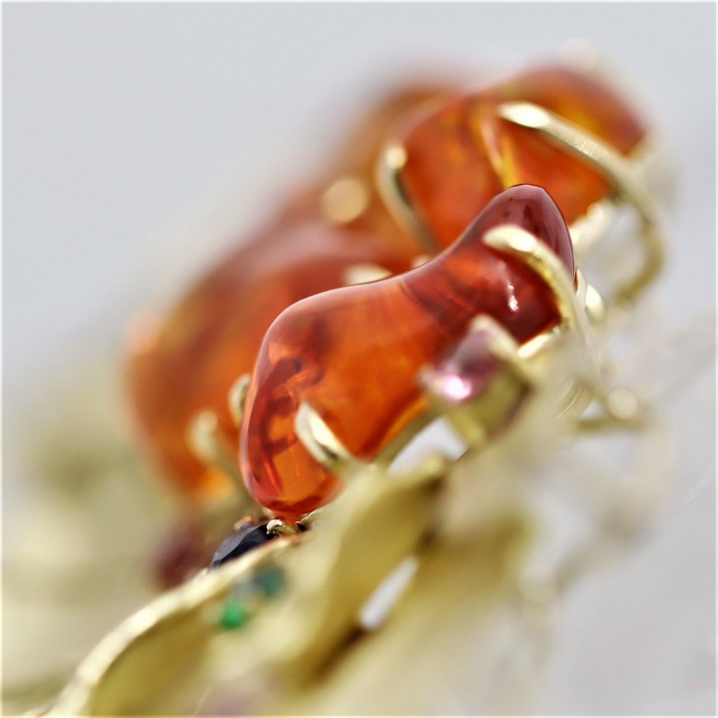 fire opal brooch