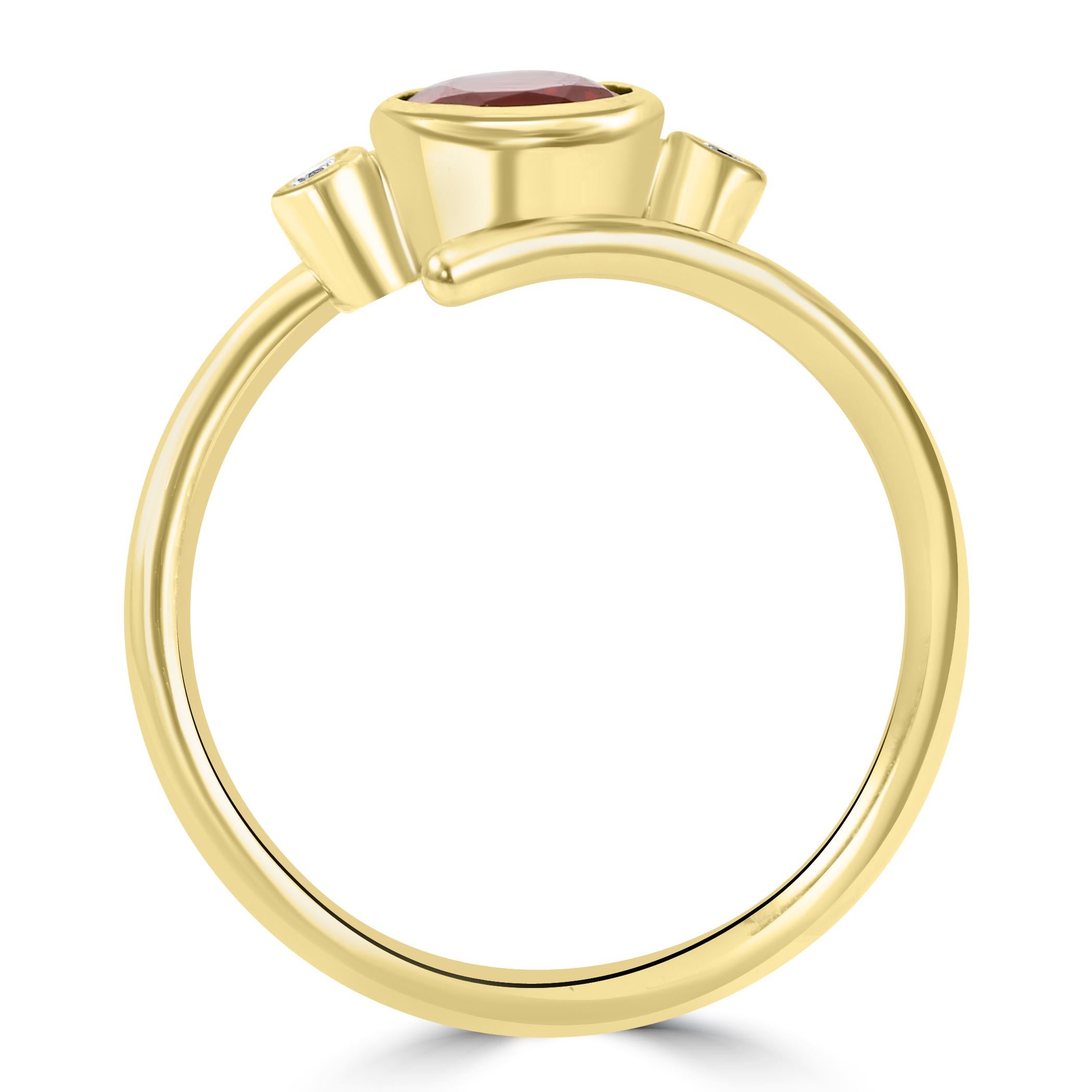Women's or Men's Fire Opal Oval White Diamond Round 14K Yellow Gold Engagement Swirl Bezel Ring  For Sale