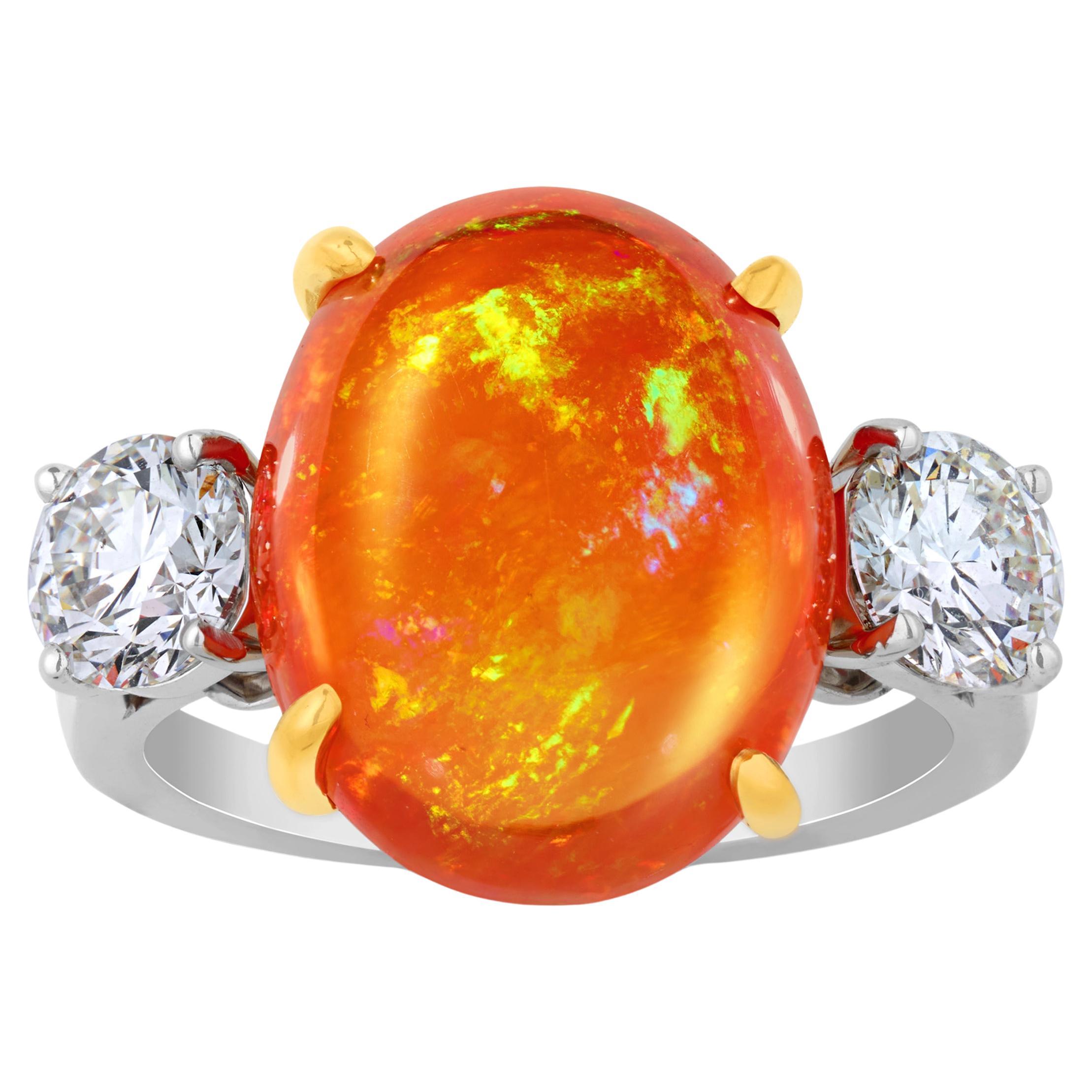 Fire Opal Ring by Oscar Heyman, 7.79 Carats For Sale