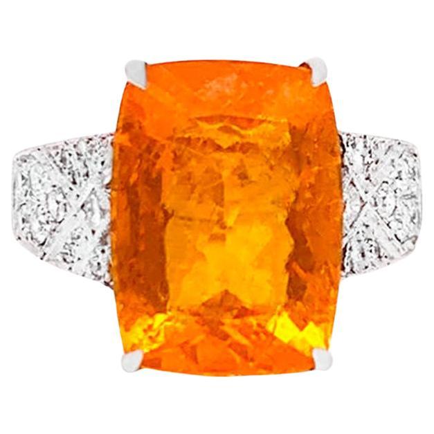 Fire Opal Ring With Diamonds 5.18 Carats 14K White Gold
