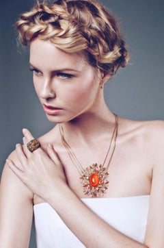 Fire Opal, Sapphire and Diamond Mythology Collection Apollo Necklace by Madstone