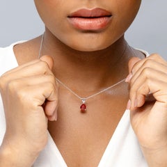 Fire Opal Solitaire Necklace in Sterling Silver, 0.85ct V-Bale Pear-Shaped