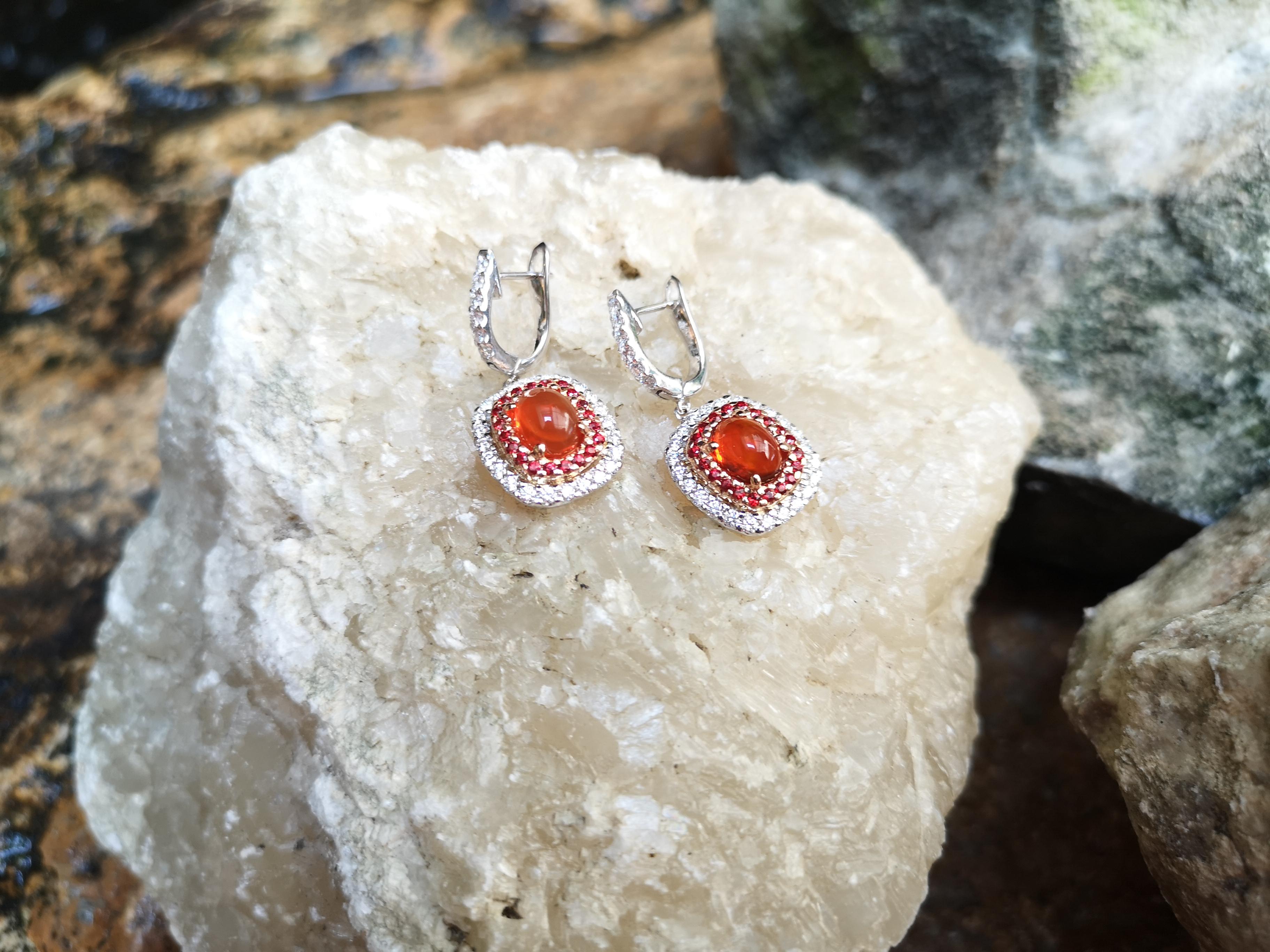 orange fire opal earrings