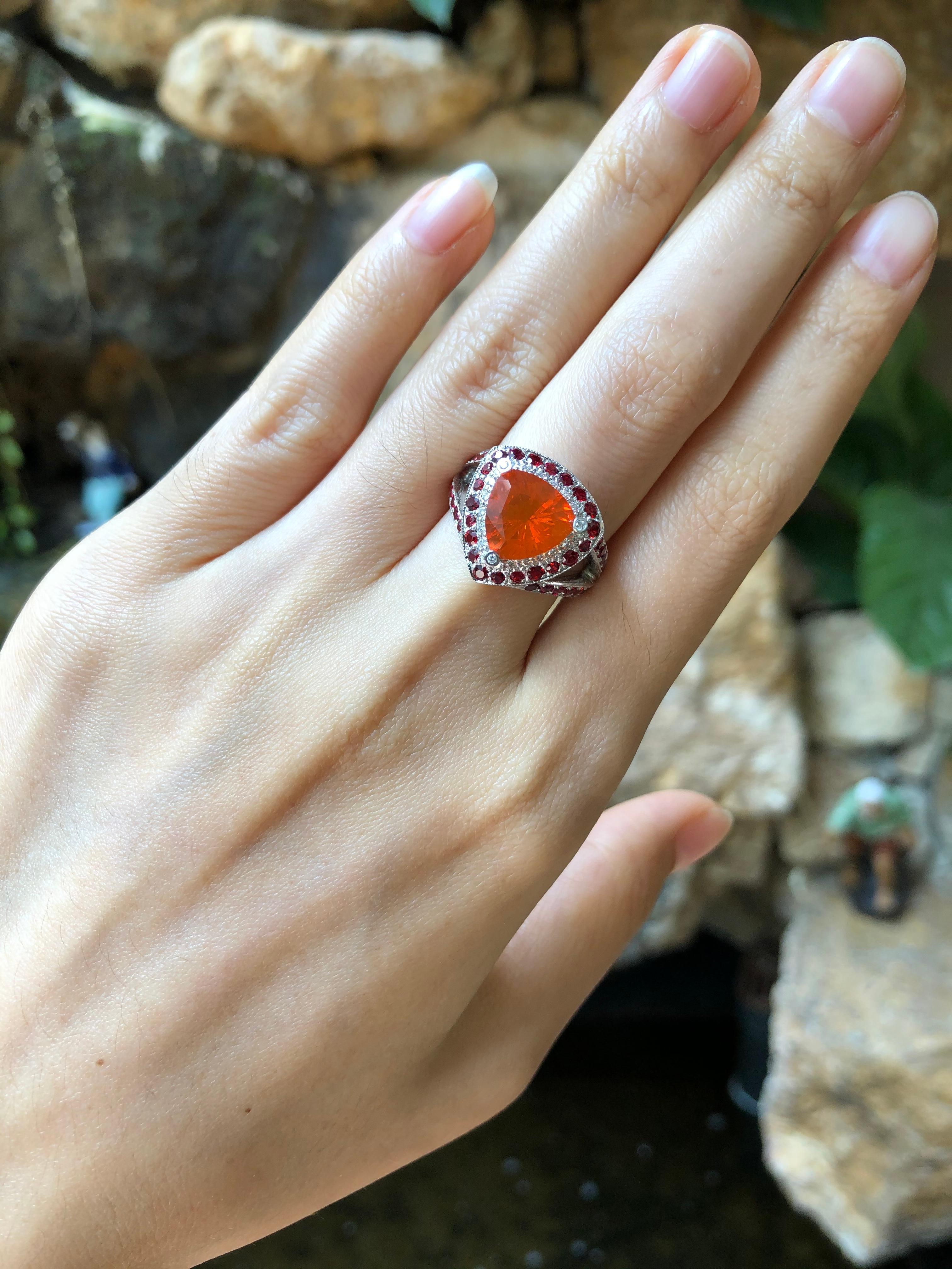 diamond and orange opal ring