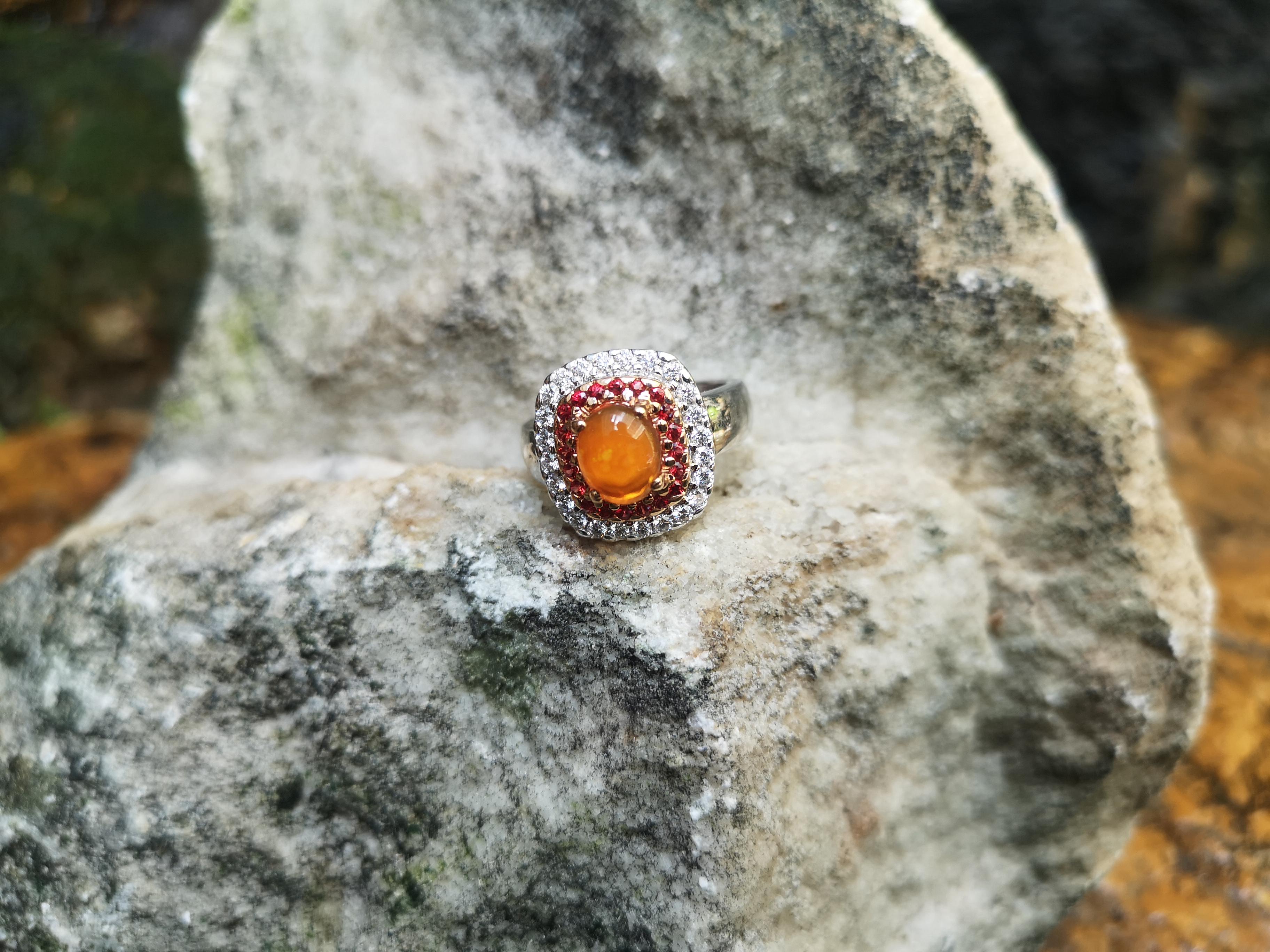 diamond and orange opal ring