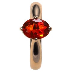 Fire Opal Yellow Gold Ring Mexican Gemstone Elegant Jewelry Minimalism Fiery Red