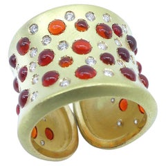 Fire Opals Diamonds Cocktail Ring by Vicente Gracia