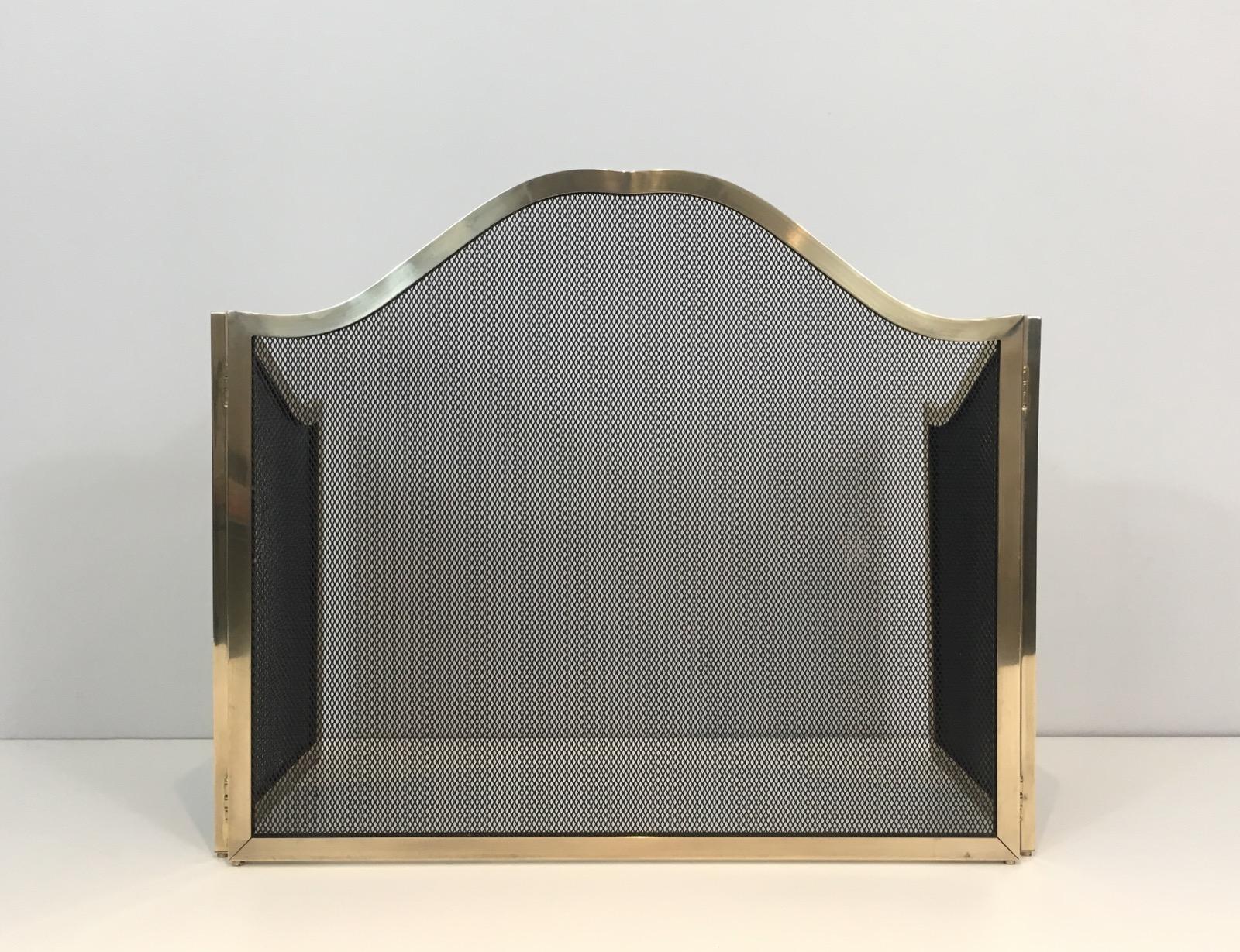 Neoclassical Fireplace Screen with Metal Grilling, French, circa 1970