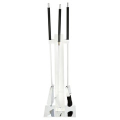 Outils de cheminée du milieu du siècle dernier, Italie, vers 1960, Lucite et chrome poli