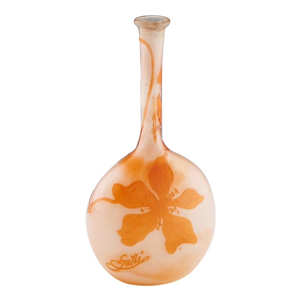 Fire Polished Galle Banjo Vase c1905