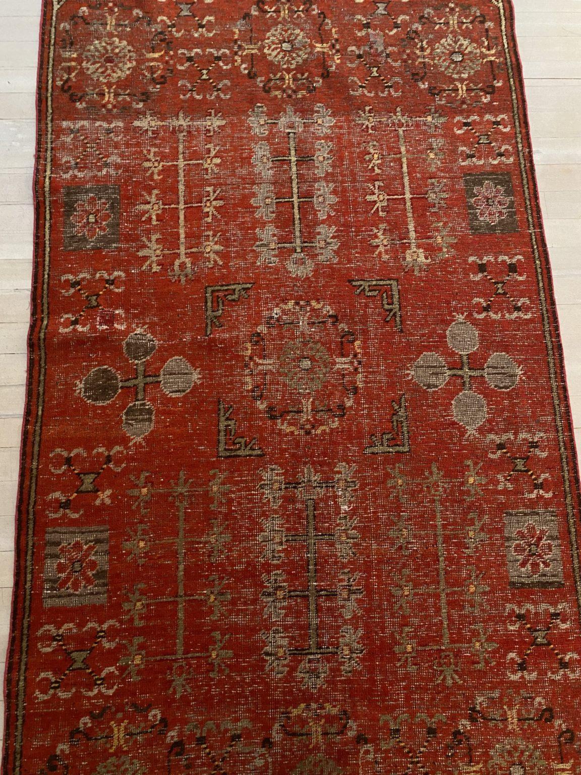 20th Century Fire Red Khotan 10’6″ x 4’7″ For Sale