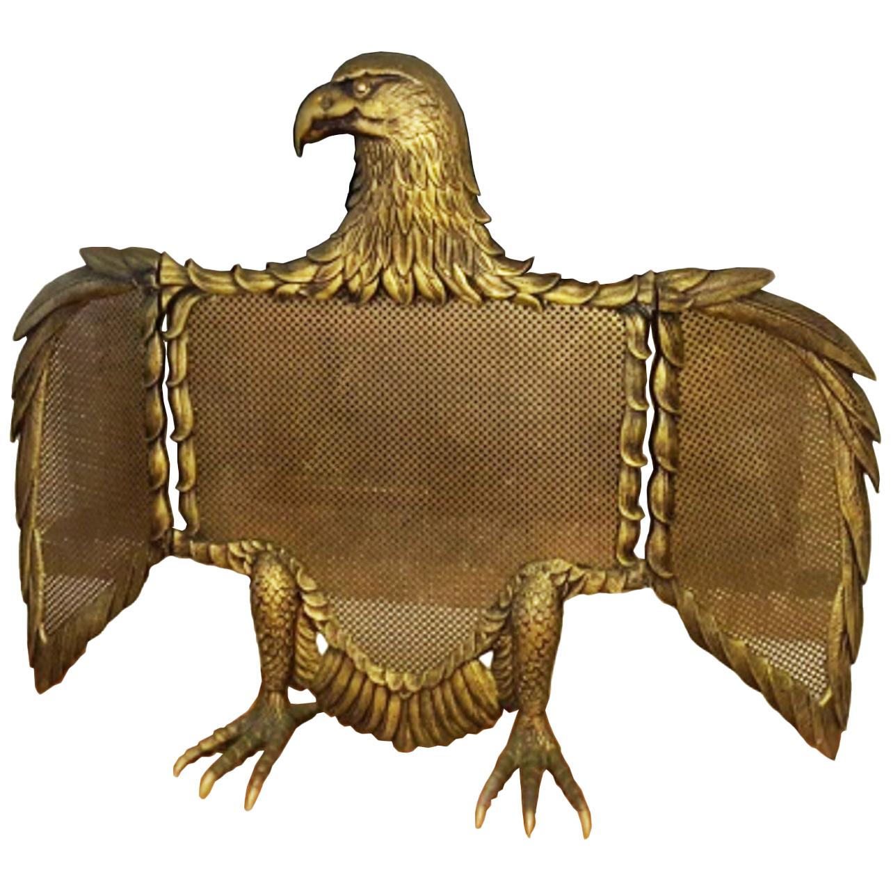 Fire Screen Bronze or Brass Eagle-Shaped Sparks, Spain, 20th Century 9