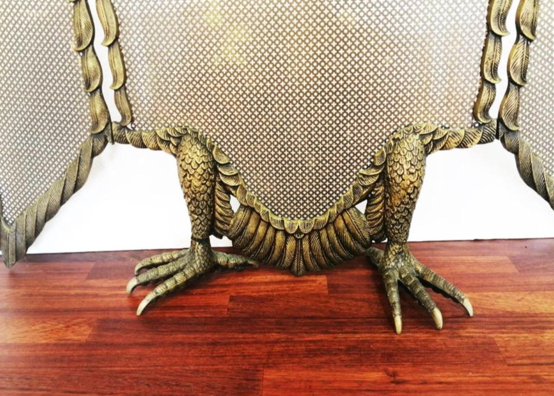 Hollywood Regency Fire Screen Bronze or Brass Eagle-Shaped Sparks, Spain, 20th Century