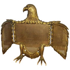 Retro Fire Screen Bronze or Brass Eagle-Shaped Sparks, Spain, 20th Century