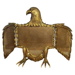 Vintage Fire Screen Bronze or Brass Eagle-Shaped Sparks, Spain, 20th Century
