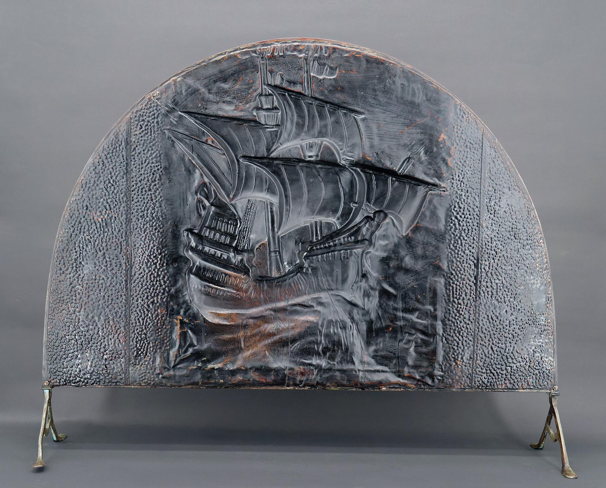 Pantalla / cubierta de chimenea, Galeón / Holandés Errante, Art Decó, Circa 1920 4