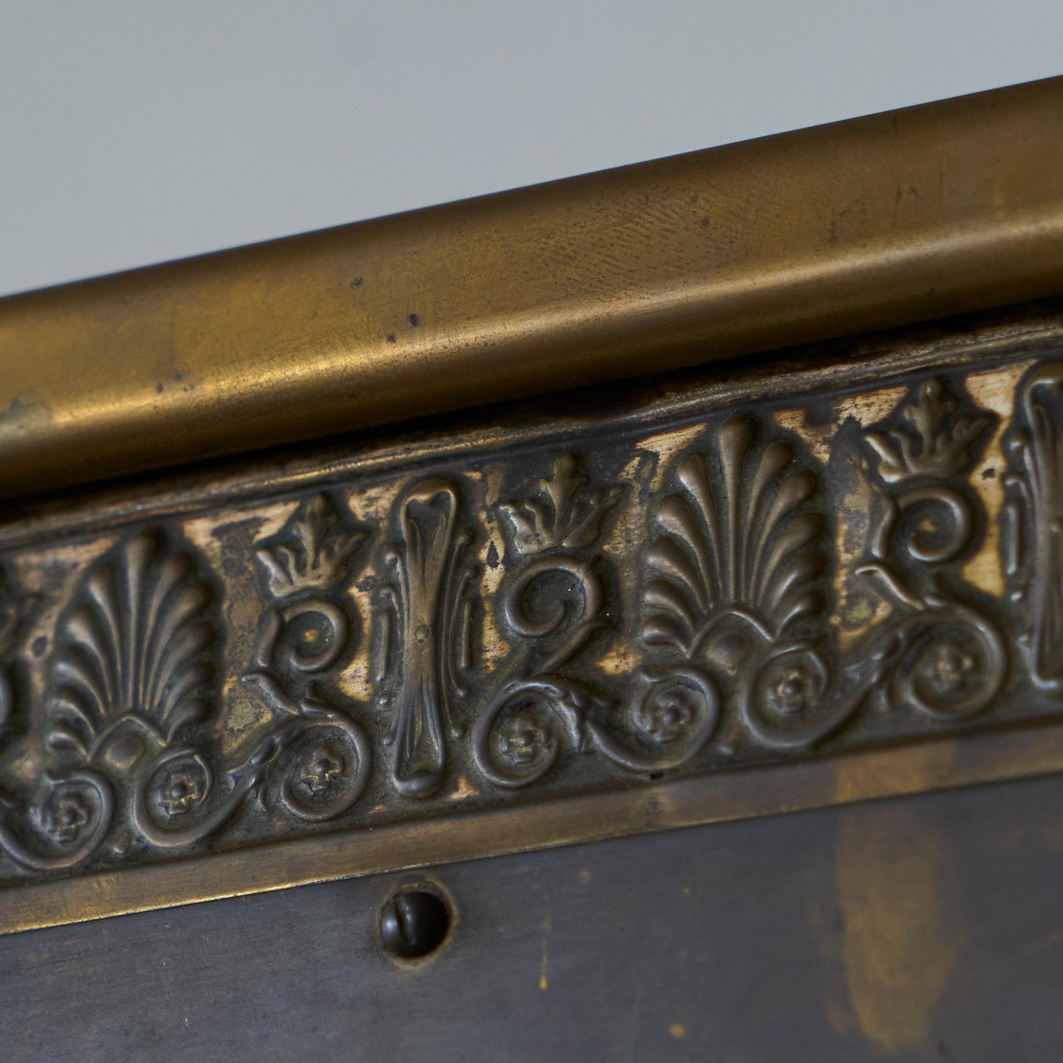 Hand-Crafted Fire Screen in Patinated Brass Late 19th Century For Sale